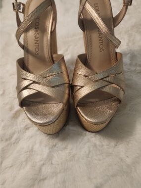 Lola Ticos & Santos Metallic Gold Platform Sandals